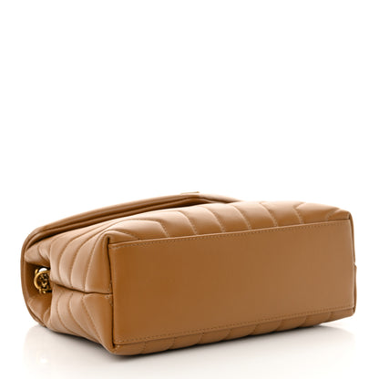 Saint Laurent Calfskin Y Quilted Monogram Small Loulou Chain Satchel Dark Natural 4 of 11