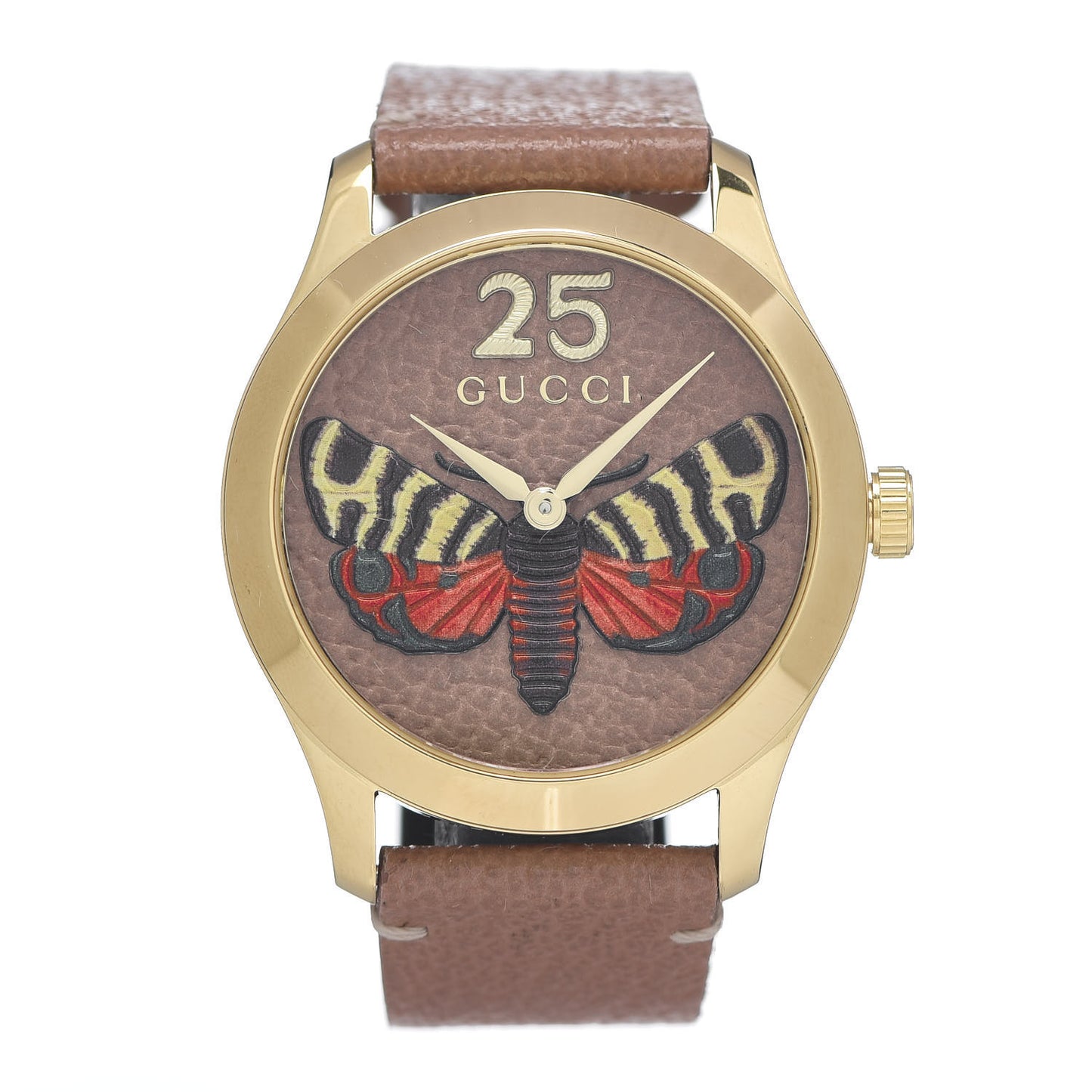 Stainless Steel Calfskin 38mm G-Timeless Moth Quartz Watch Brown