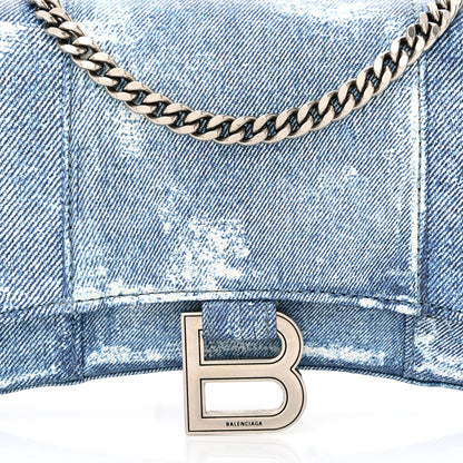 Balenciaga Nappa Denim Printed Hourglass Chain Bag Denim Blue 7 of 9