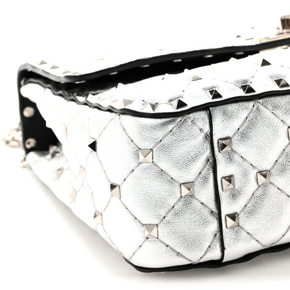 Valentino Garavani Metallic Nappa Medium Rockstud Spike Shoulder Bag Silver 8 of 9