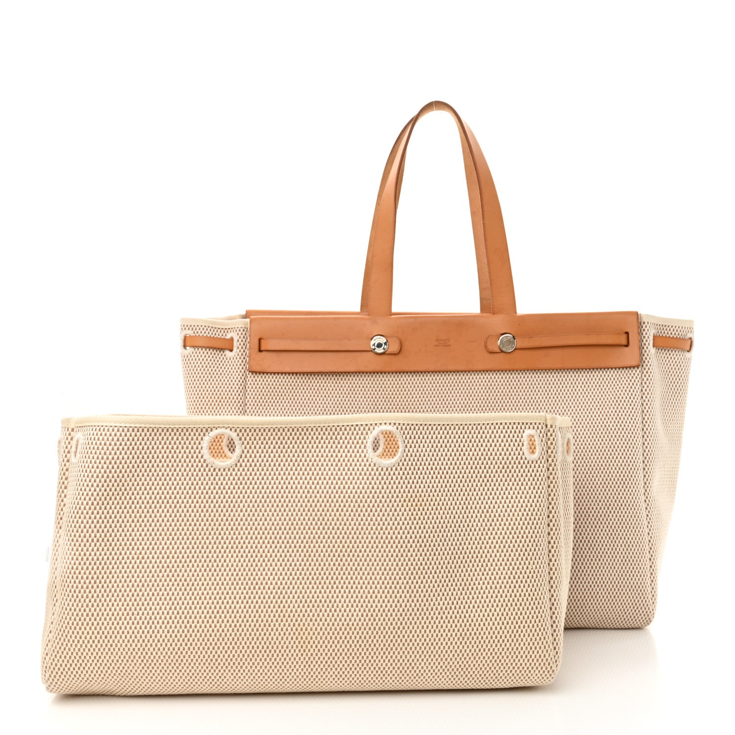 Hermes Toile Vache Hunter Herbag Cabas MM Natural 3 of 14