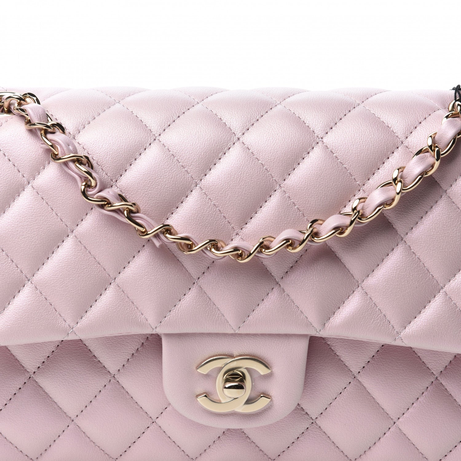 Chanel Iridescent Calfskin Quilted Medium Double Flap Light Pink 13 of 13