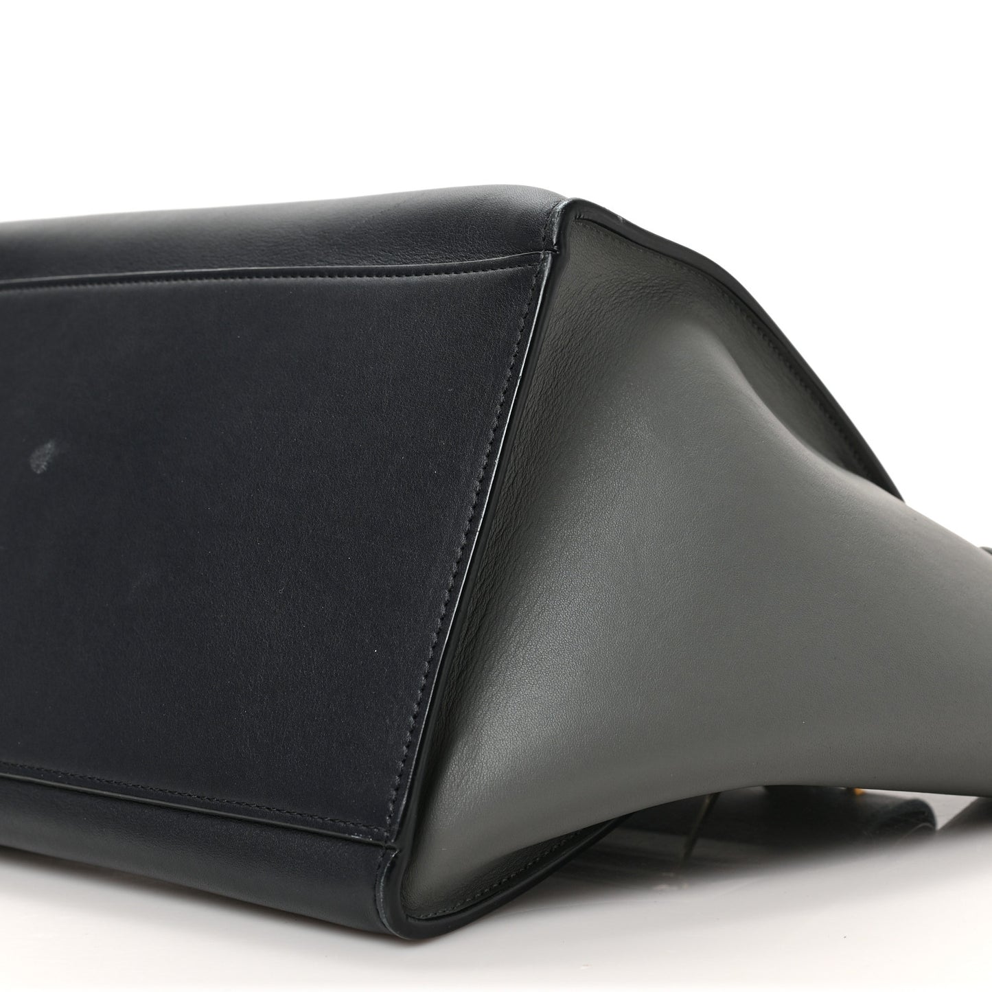 Smooth Calfskin Tri-Color Trapeze Metallic Blue