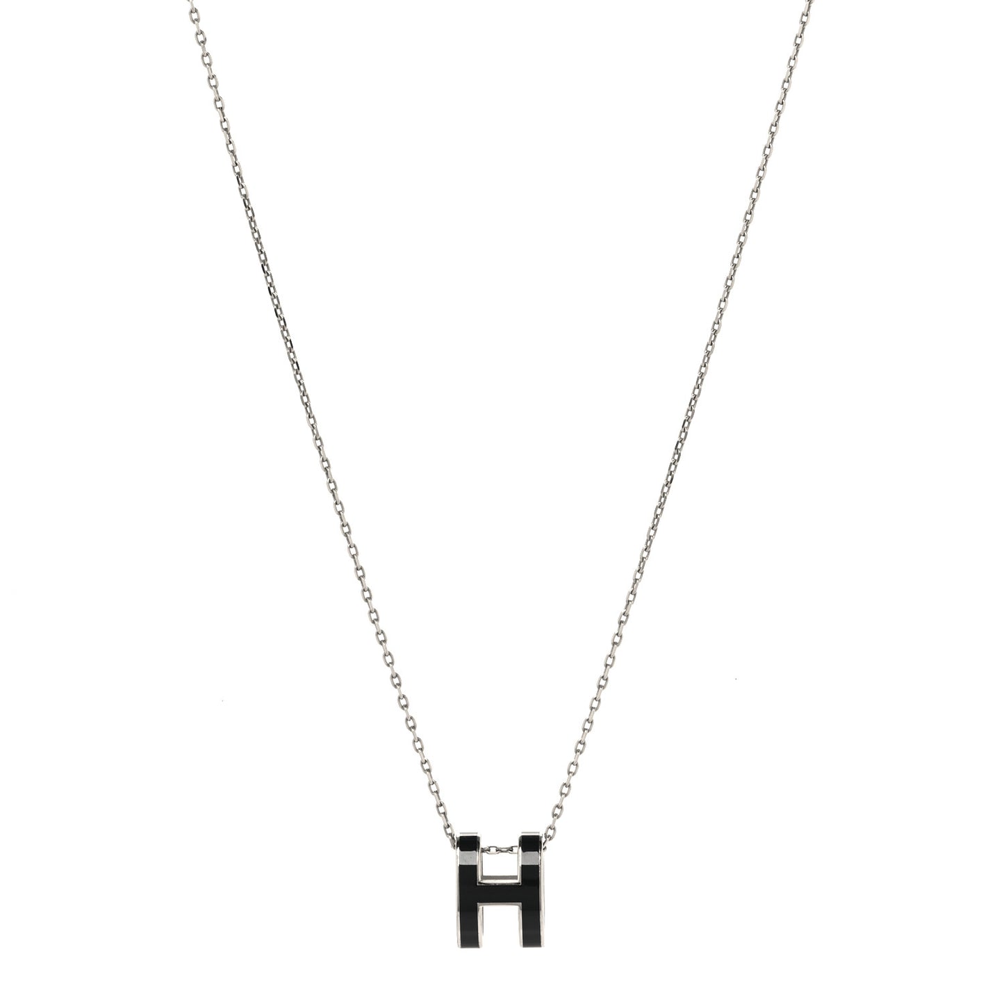 Lacquered Palladium Pop H Pendant Necklace Black
