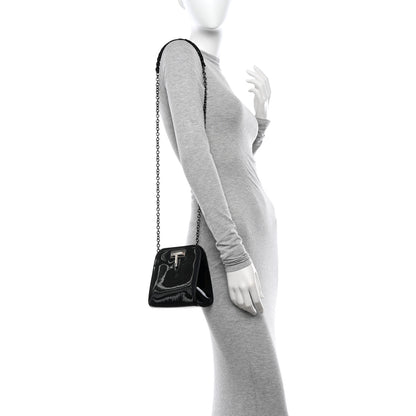 Tom Ford Patent Cosmo T Lock Chain Bag Black 2 of 10