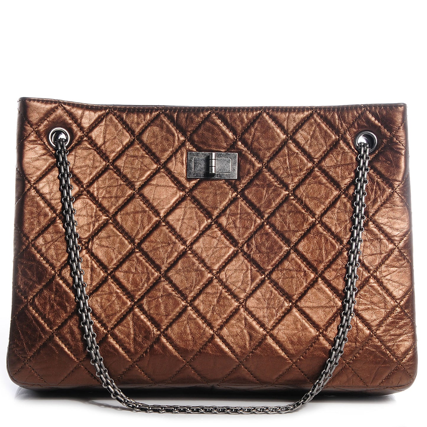 Aged Calfskin Reissue 2.55 Tote Bronze