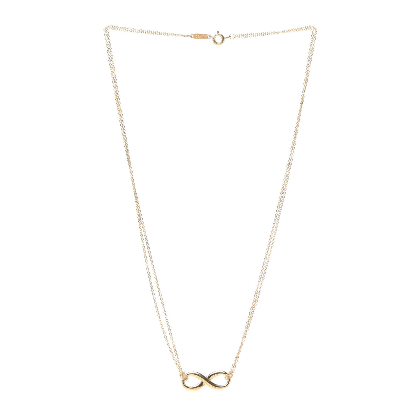 18K Yellow Gold Infinity Double Chain Pendant Necklace