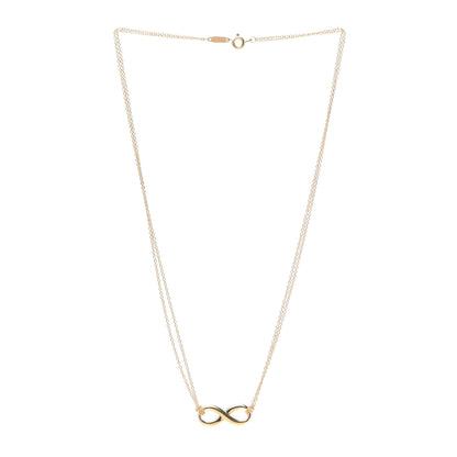 Tiffany 18K Yellow Gold Infinity Double Chain Pendant Necklace 3 of 6