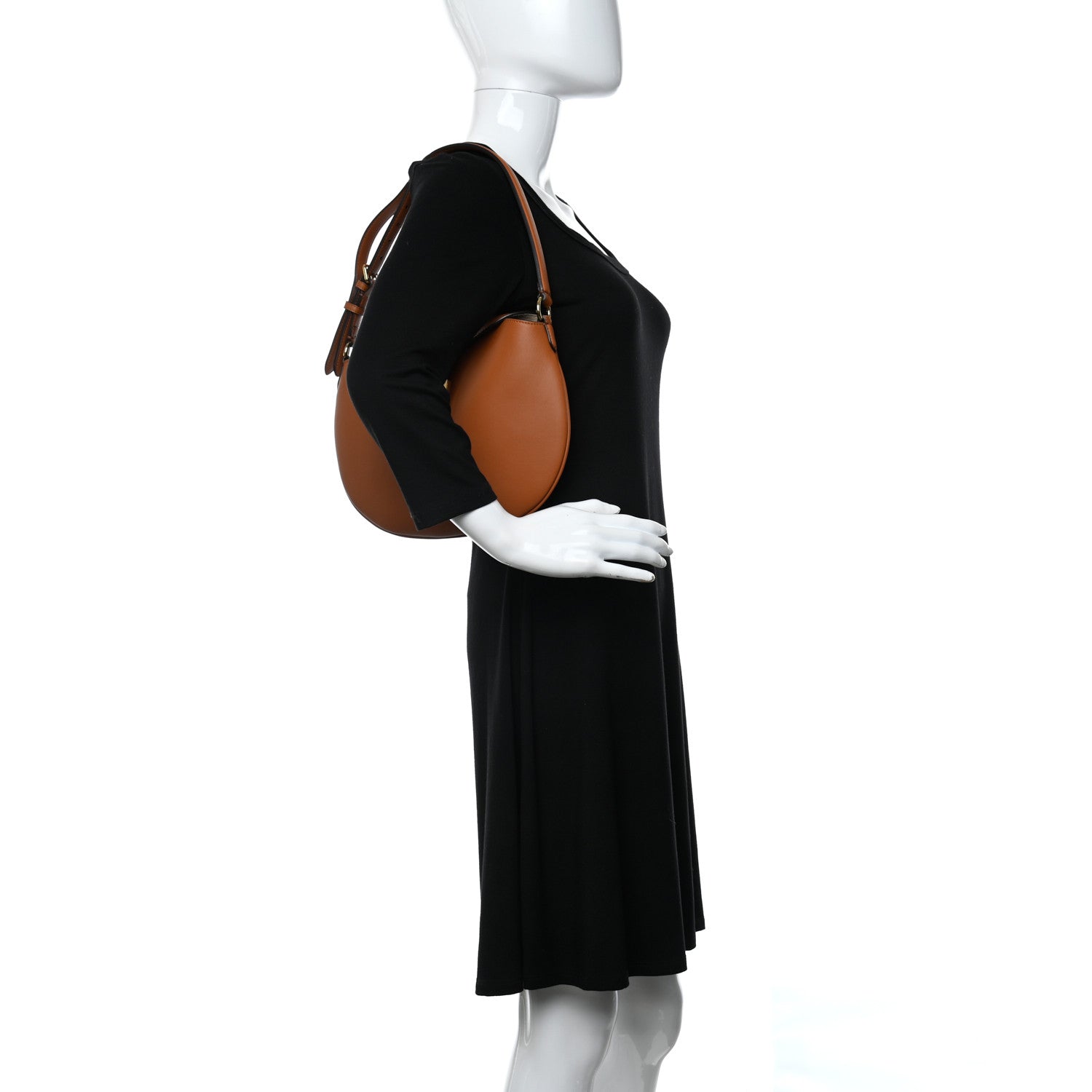 Fendi Vitello Grace Suede Small Croissant Hobo Brandy 2 of 7