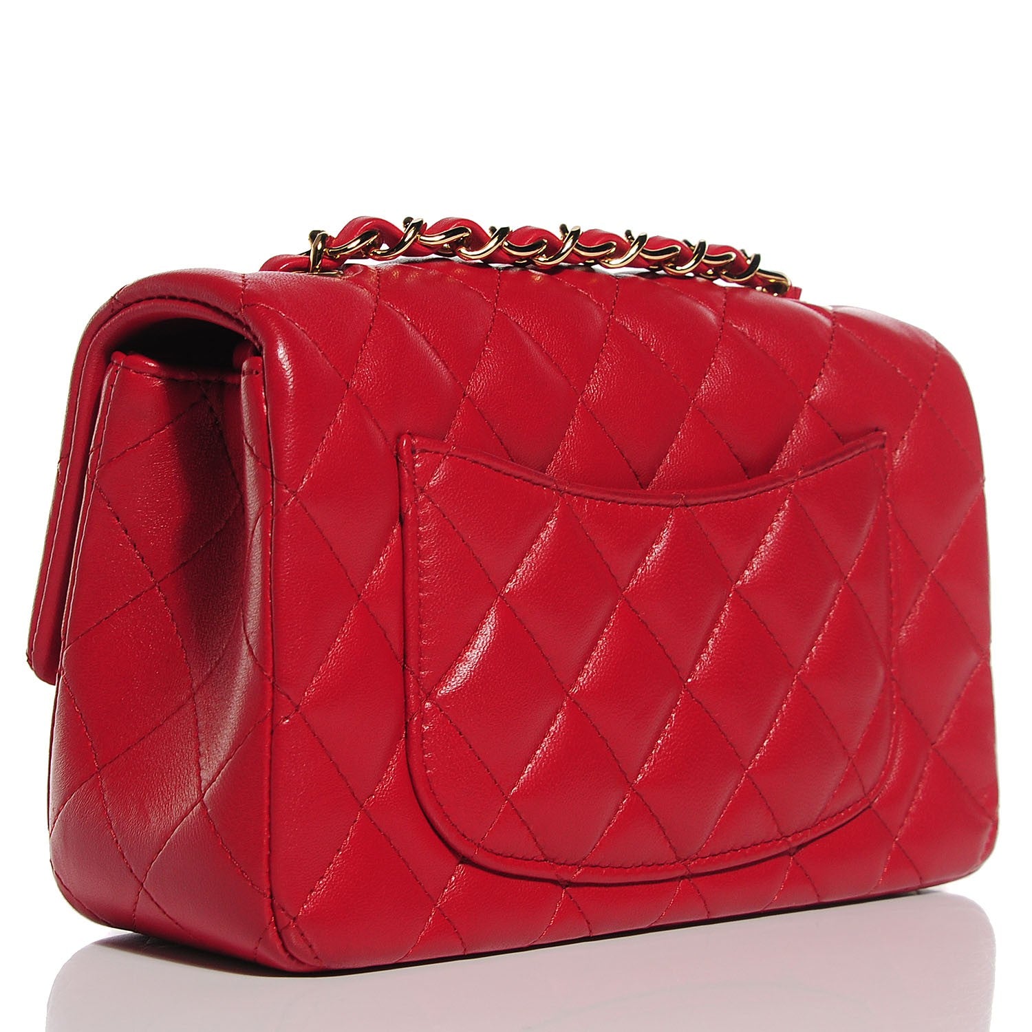 Chanel Lambskin Quilted Mini Rectangular Flap Red 3 of 8