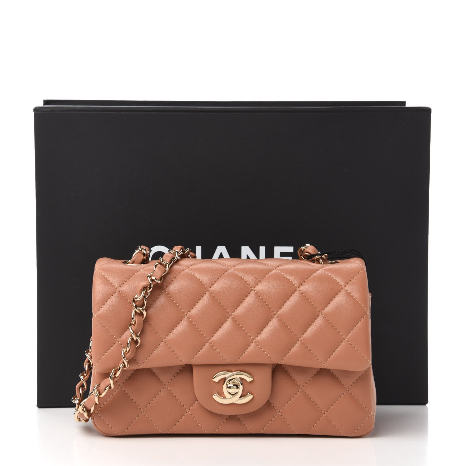 Chanel Lambskin Quilted Mini Rectangular Flap Brown 11 of 11