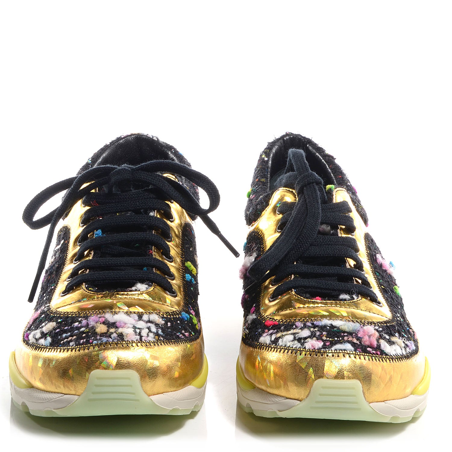 Chanel Tweed Lambskin Runway Sneakers Black 36.5 2 of 5