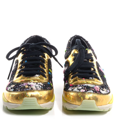 Chanel Tweed Lambskin Runway Sneakers Black 36.5 2 of 5