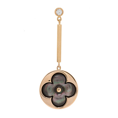 Louis Vuitton 18K Pink Gold Diamond Grey Mother of Pearl Color Blossom Long Single Earring 1 of 4