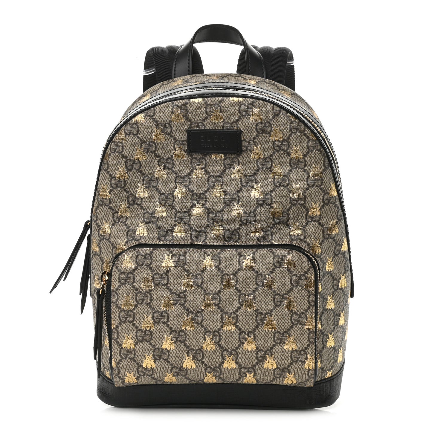 GG Supreme Monogram Bees Print Small Day Backpack Beige Oro Black
