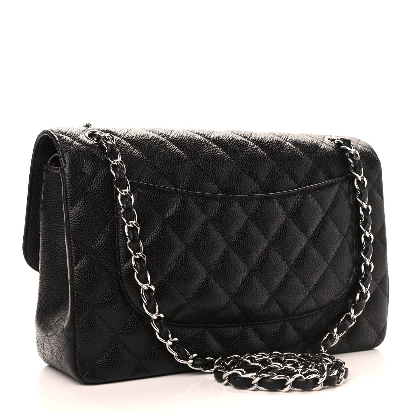 Caviar Quilted Jumbo Double Flap Black