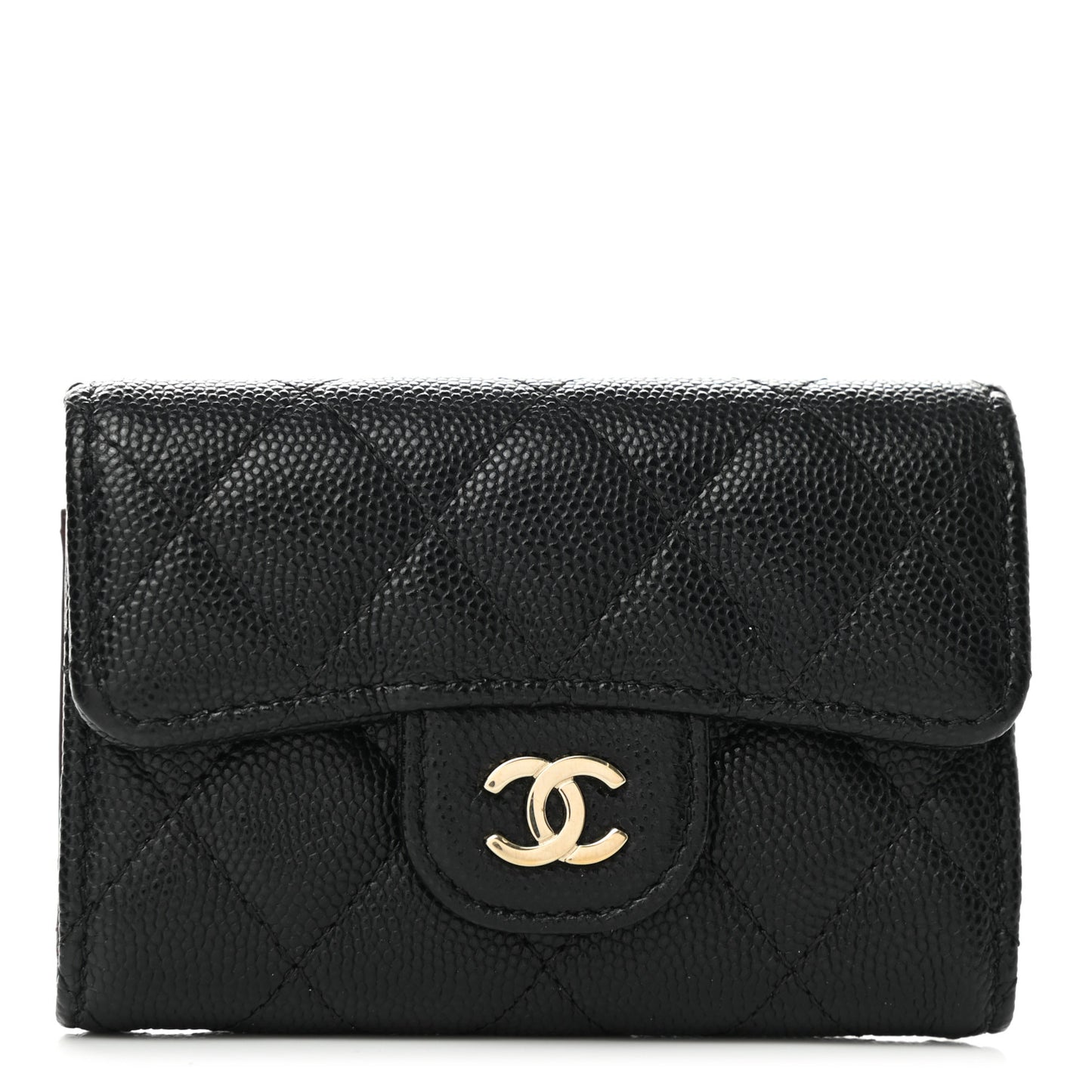 Caviar Quilted Classic 4 Key Holder Wallet Black