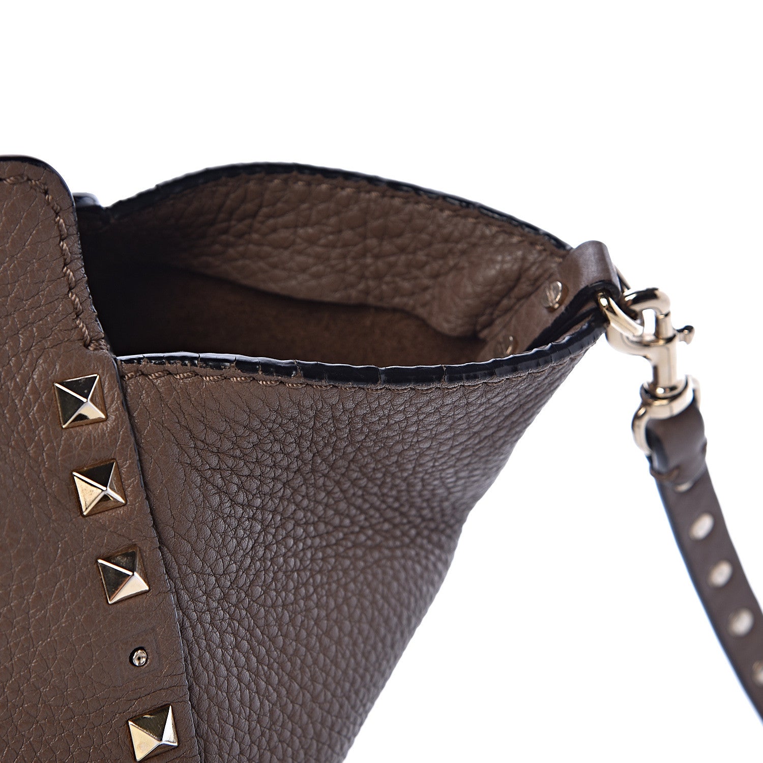 Valentino Garavani Pebbled Calfskin Medium Rockstud Tote Brown 12 of 16