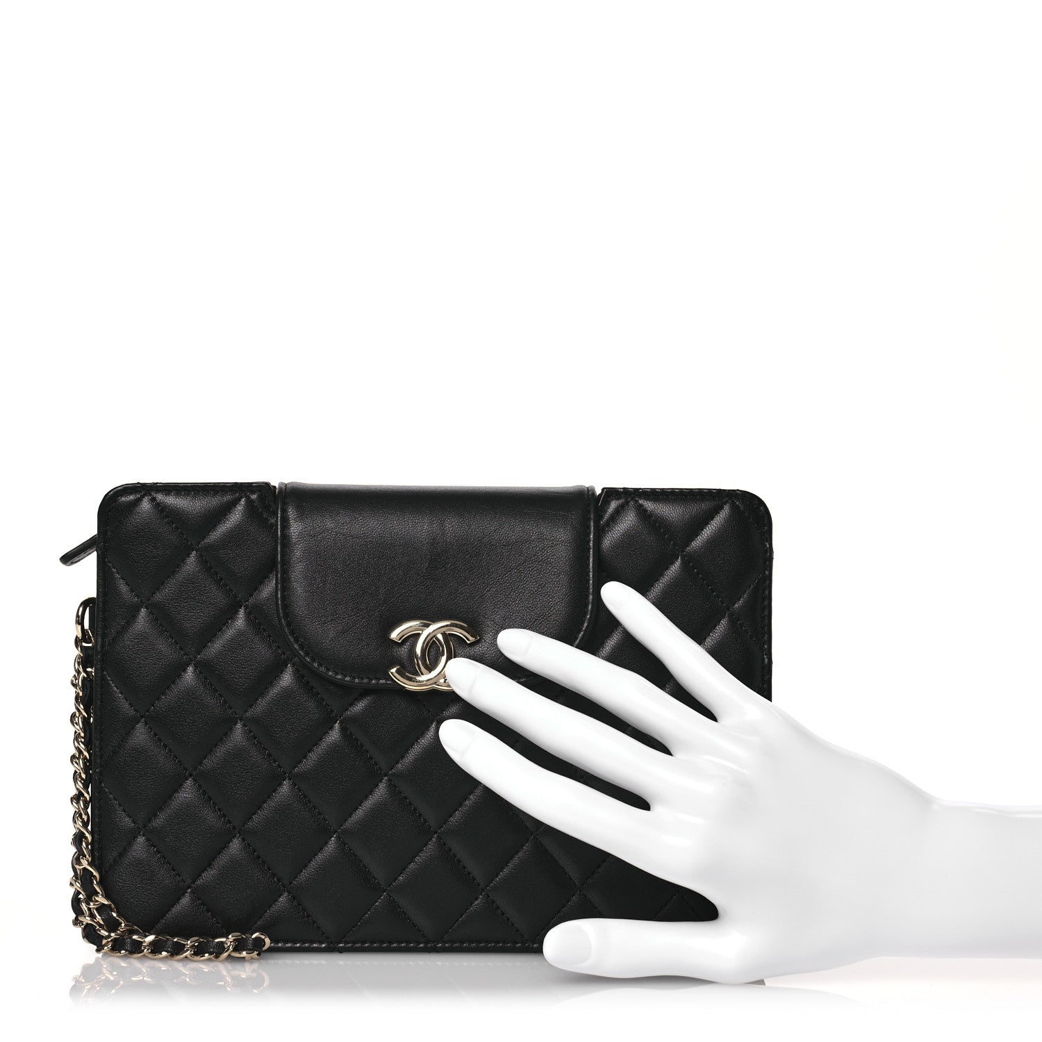 Chanel Lambskin Quilted CC Pouch Wristlet Black 2 of 10