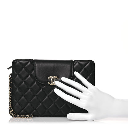 Chanel Lambskin Quilted CC Pouch Wristlet Black 2 of 10