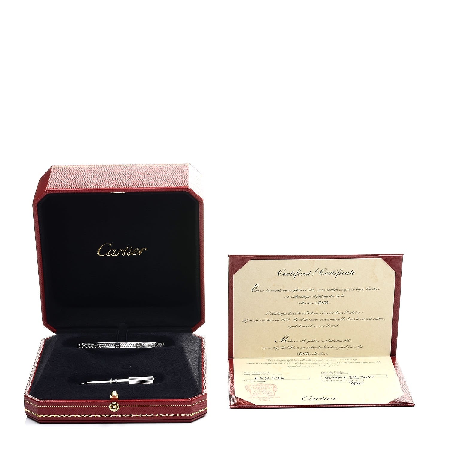 Cartier 18K White Gold Diamond Small LOVE Paved Bracelet 17 4 of 4