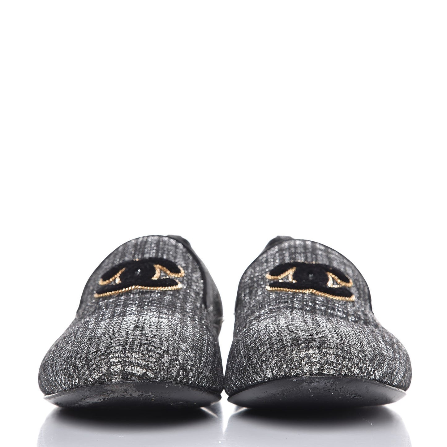 Fantasy Tweed CC Mocassin Loafers 41 Silver