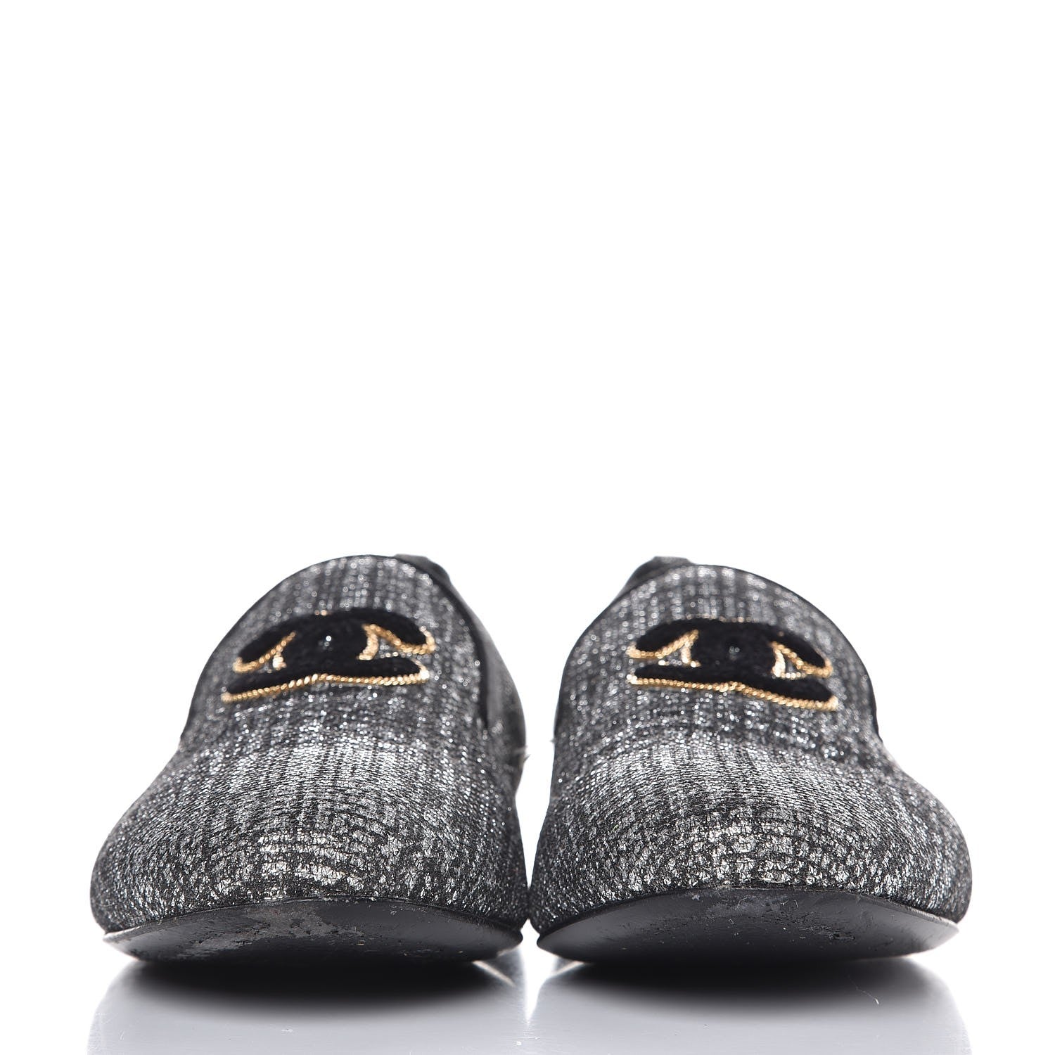 Chanel Fantasy Tweed CC Mocassin Loafers 41 Silver 2 of 11
