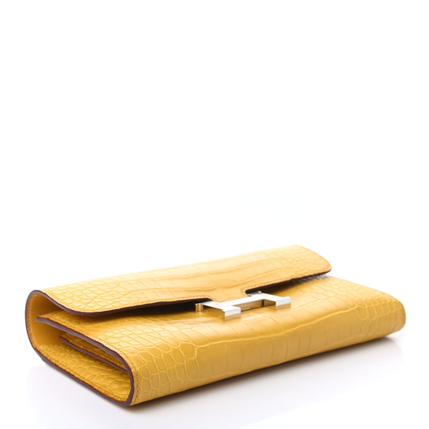 Matte Alligator Constance Long Wallet Jaune Ambre
