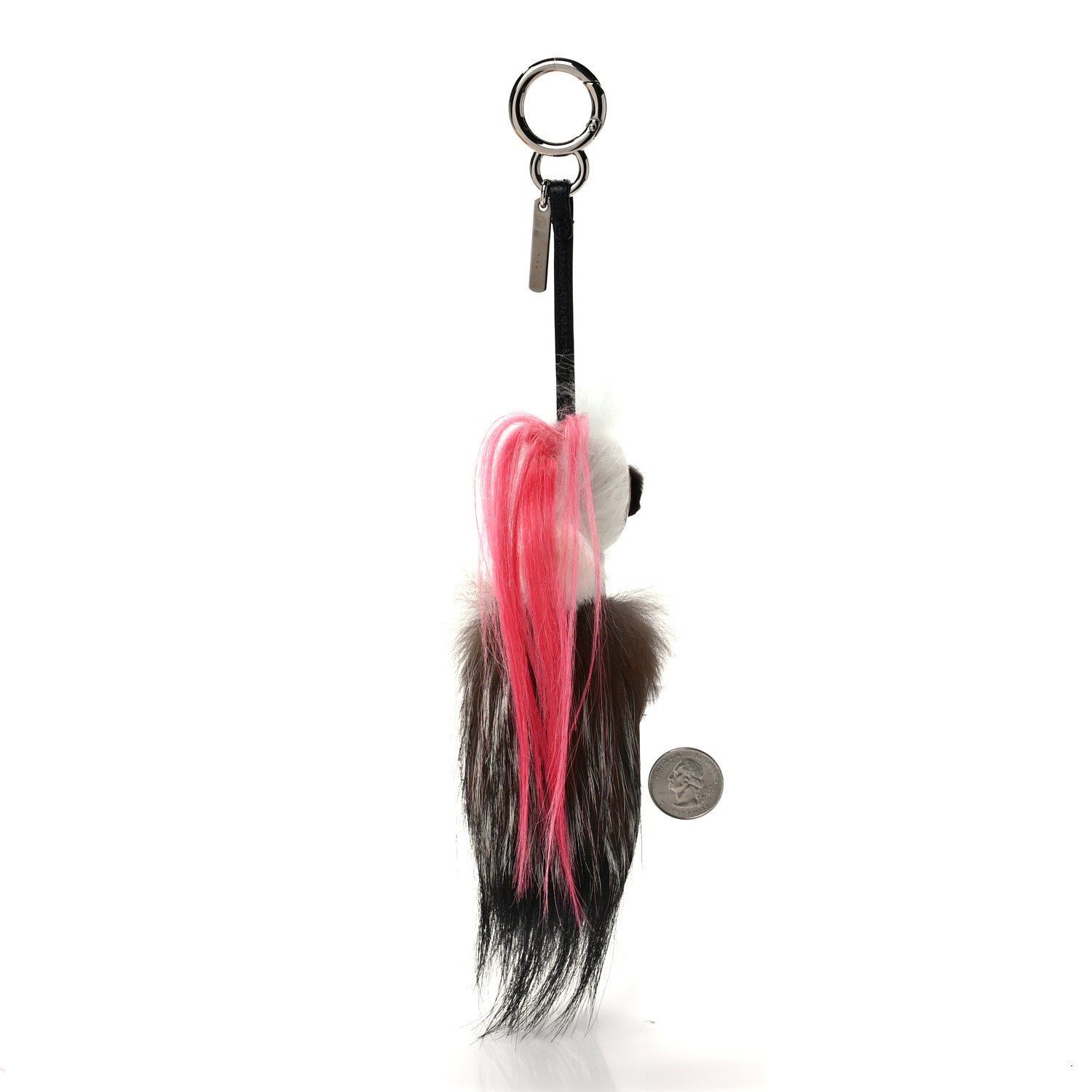 Fendi Mink Fox Goat Fur Mini Karlito Bag Charm Pink 2 of 4