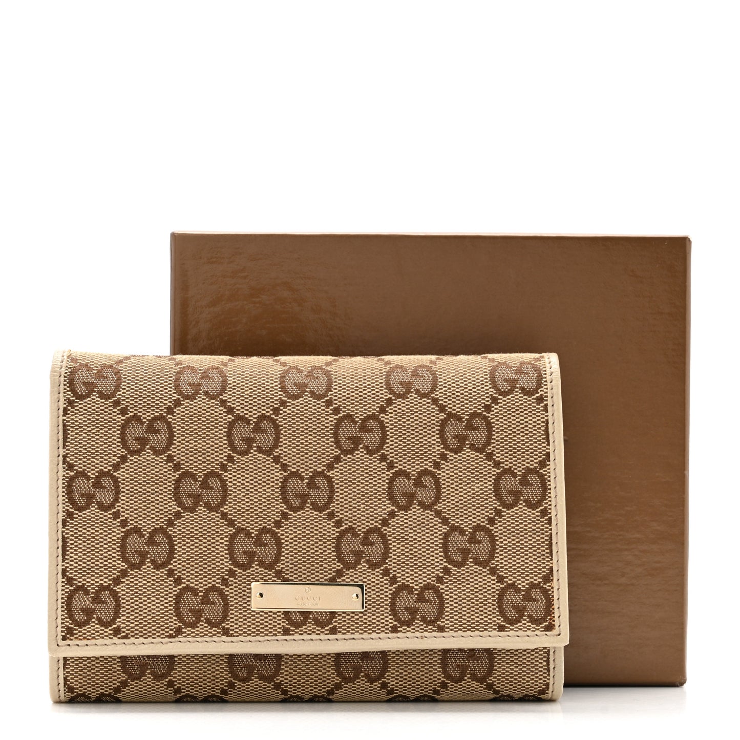 Monogram Two Fold Wallet Beige