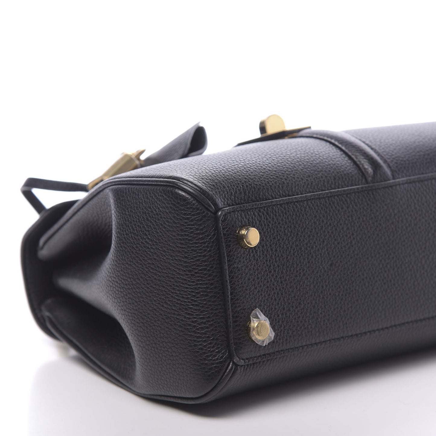 Grained Calfskin Small 16 Top Handle Bag Black