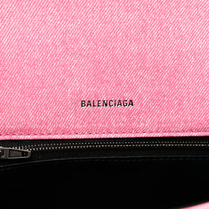 Balenciaga Nappa Denim Printed Small Hourglass Top Handle Bag Denim Pink 6 of 9