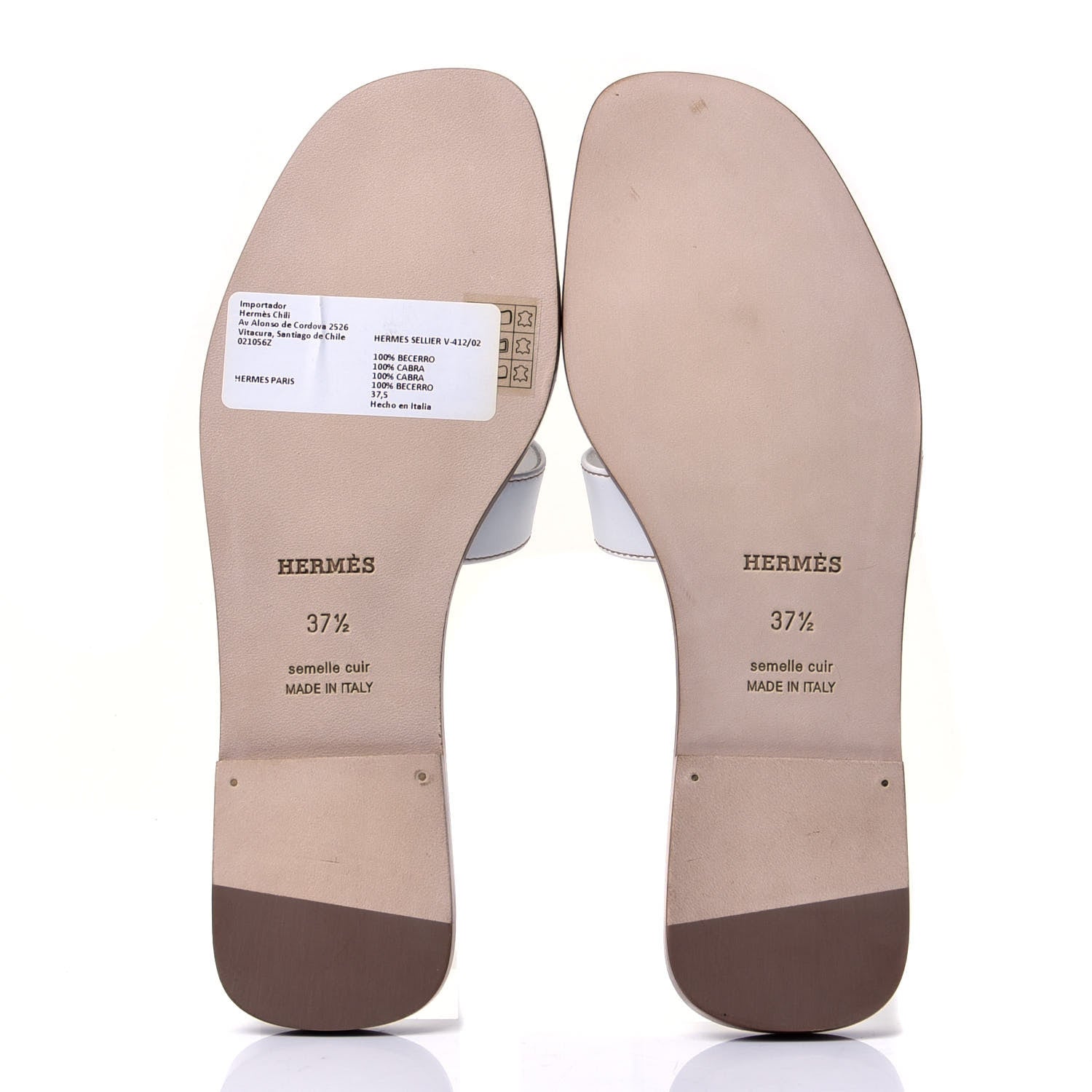 Hermes Box Calfskin Oran Sandals 37.5 White 7 of 10