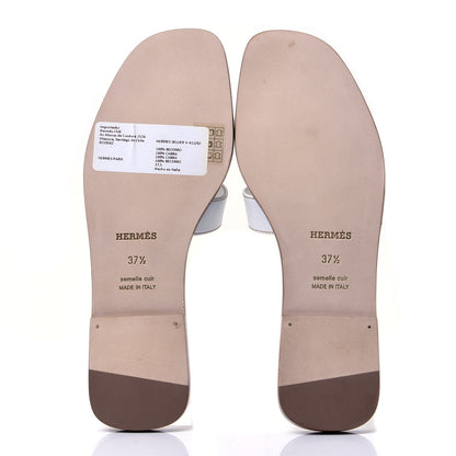 Hermes Box Calfskin Oran Sandals 37.5 White 7 of 10
