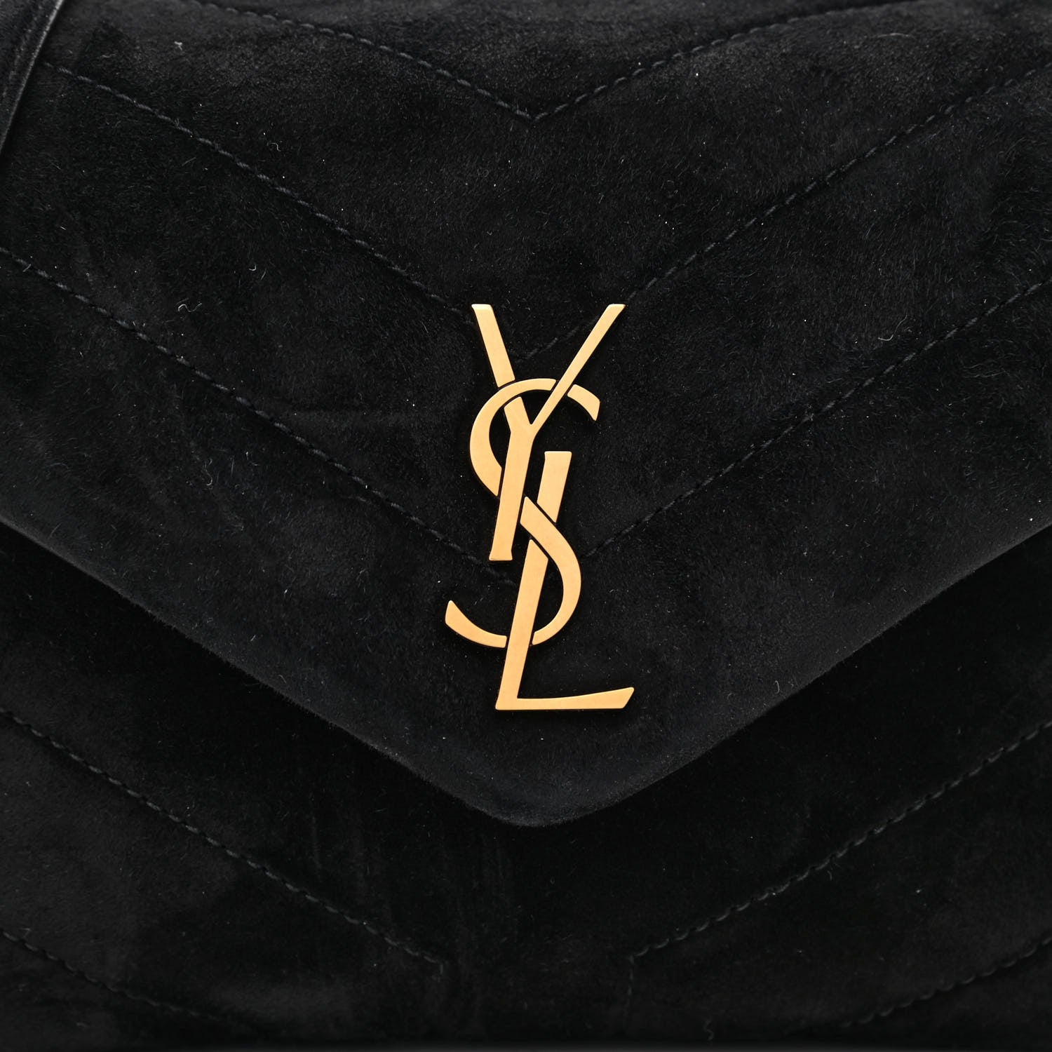 Saint Laurent Suede Y Quilted Monogram Toy Loulou Crossbody Bag Black 8 of 11