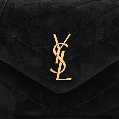 Saint Laurent Suede Y Quilted Monogram Toy Loulou Crossbody Bag Black 8 of 11