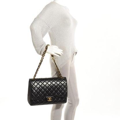 Chanel Lambskin Quilted Maxi Double Flap Black 2 of 9