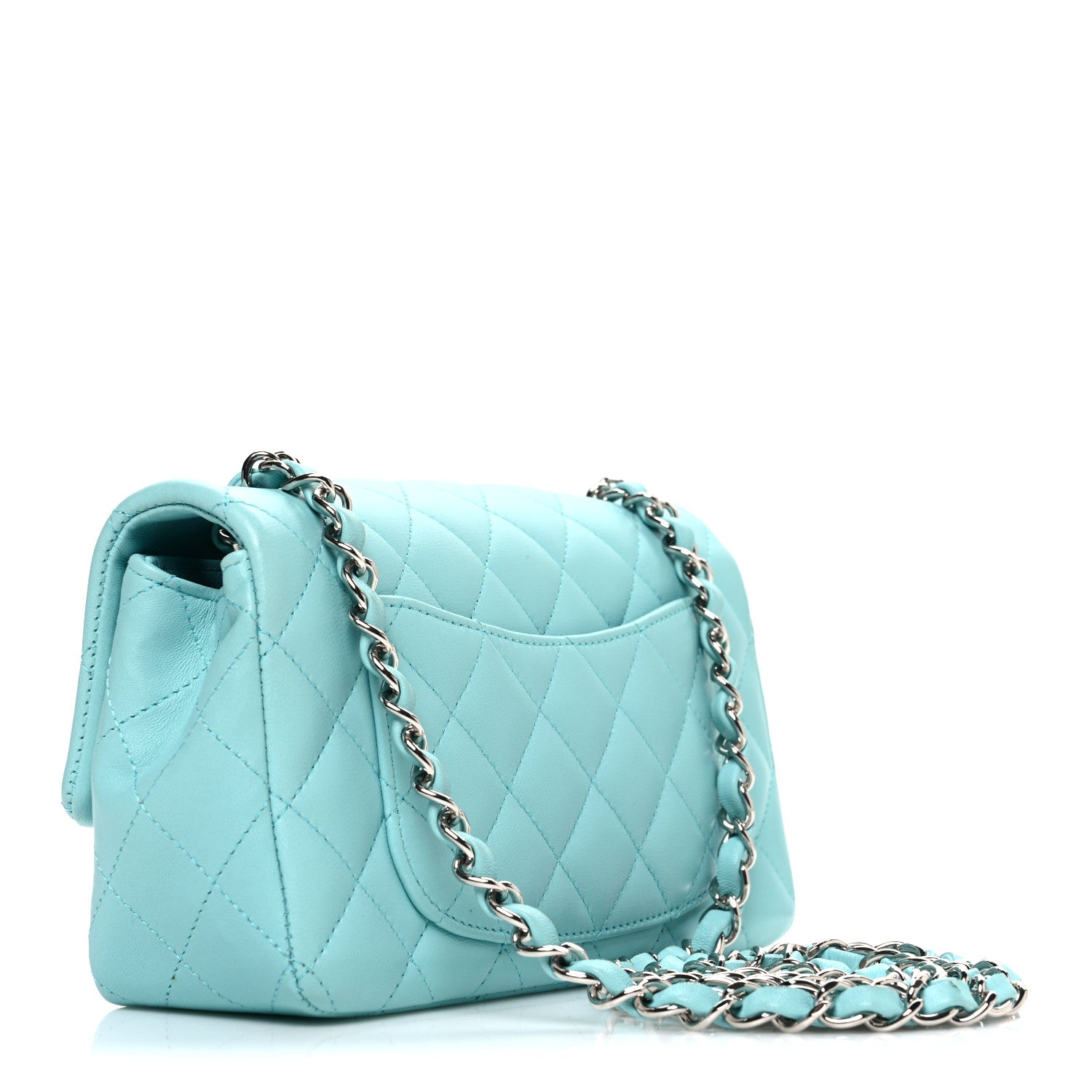 Chanel Lambskin Quilted Mini Rectangular Flap Light Blue 3 of 10