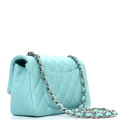 Chanel Lambskin Quilted Mini Rectangular Flap Light Blue 3 of 10