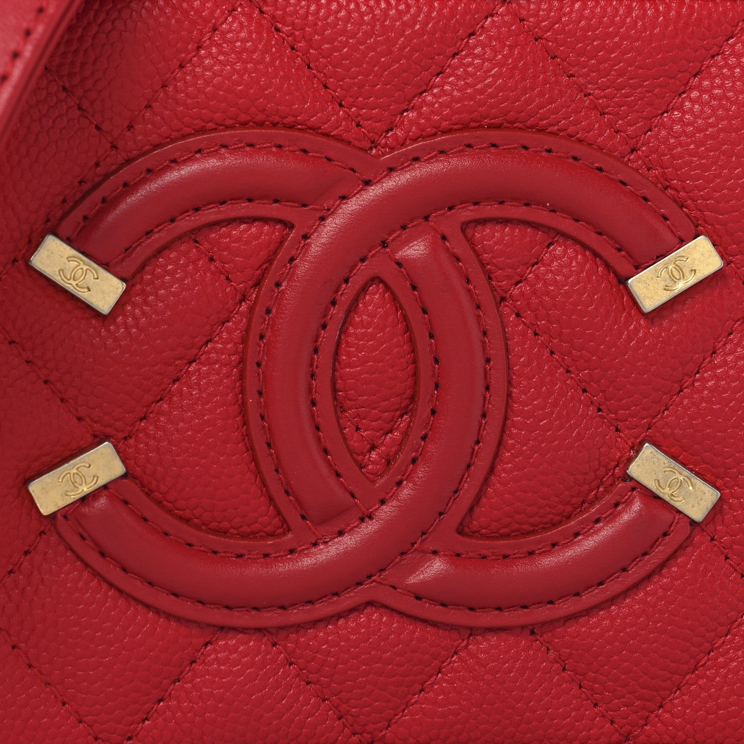 Chanel Caviar Quilted Filigree Vanity Clutch With Chain Red 8 of 11