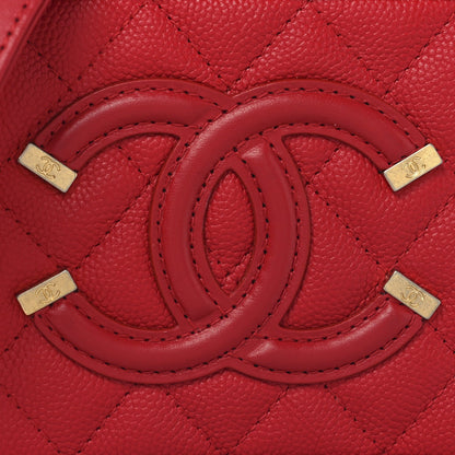 Chanel Caviar Quilted Filigree Vanity Clutch With Chain Red 8 of 11