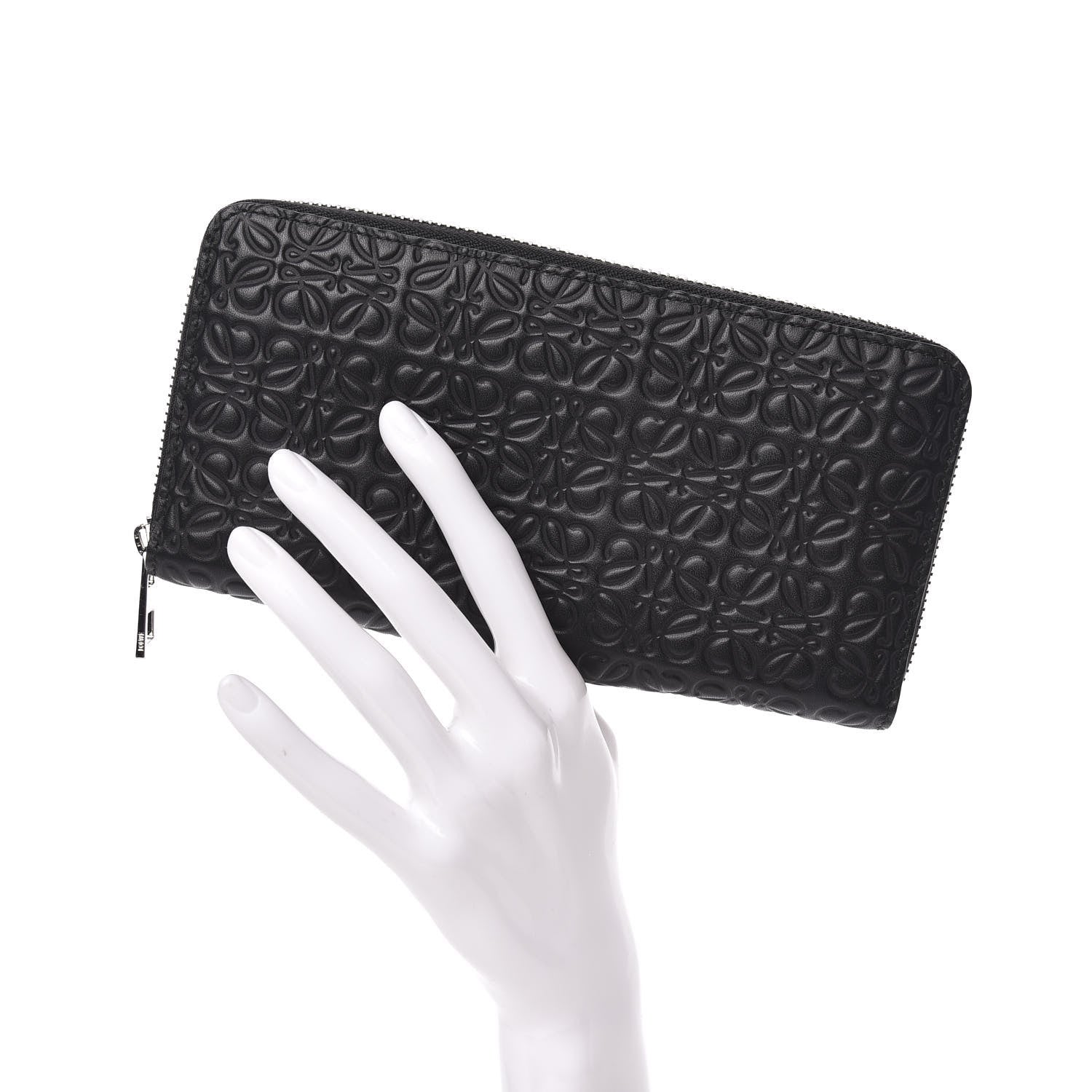 Loewe Calfskin Embossed Repeat Zip Wallet Black 2 of 7