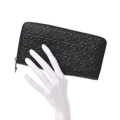 Loewe Calfskin Embossed Repeat Zip Wallet Black 2 of 7