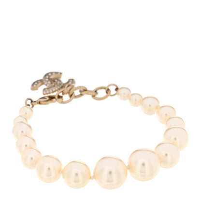 Chanel Graduated Pearl Crystal CC Bracelet Gold 3 of 4