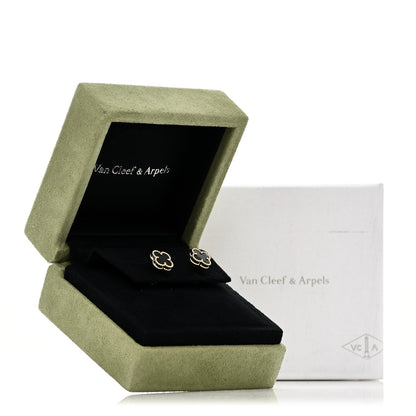Van Cleef & Arpels 18K Yellow Gold Black Onyx Sweet Alhambra Earrings 5 of 5