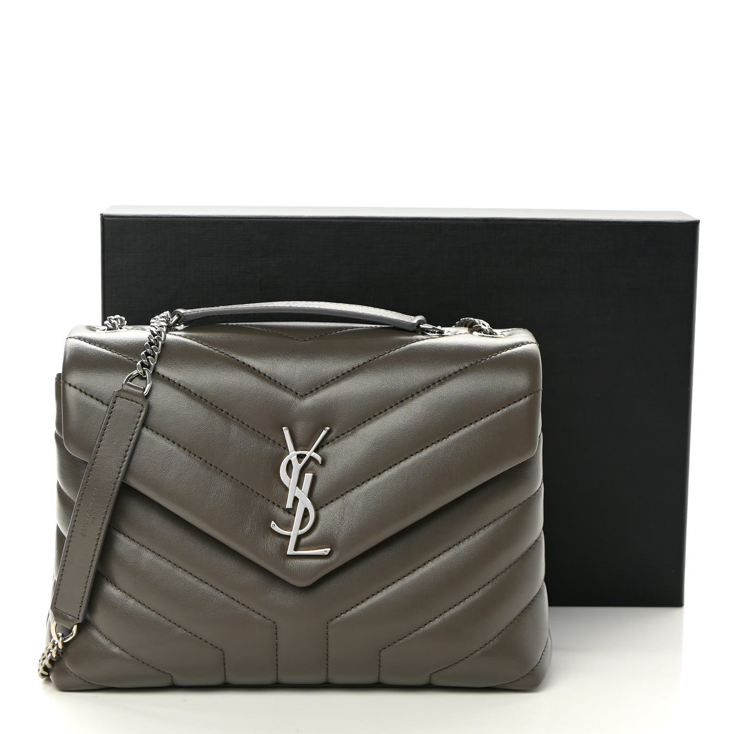 Calfskin Y Quilted Monogram Small Loulou Chain Satchel Taupe
