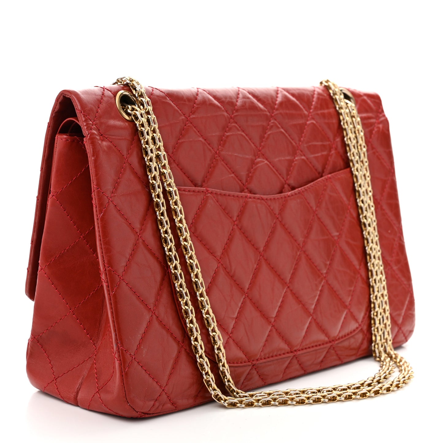 Aged Calfskin Quilted 2.55 Reissue 227 Flap Red