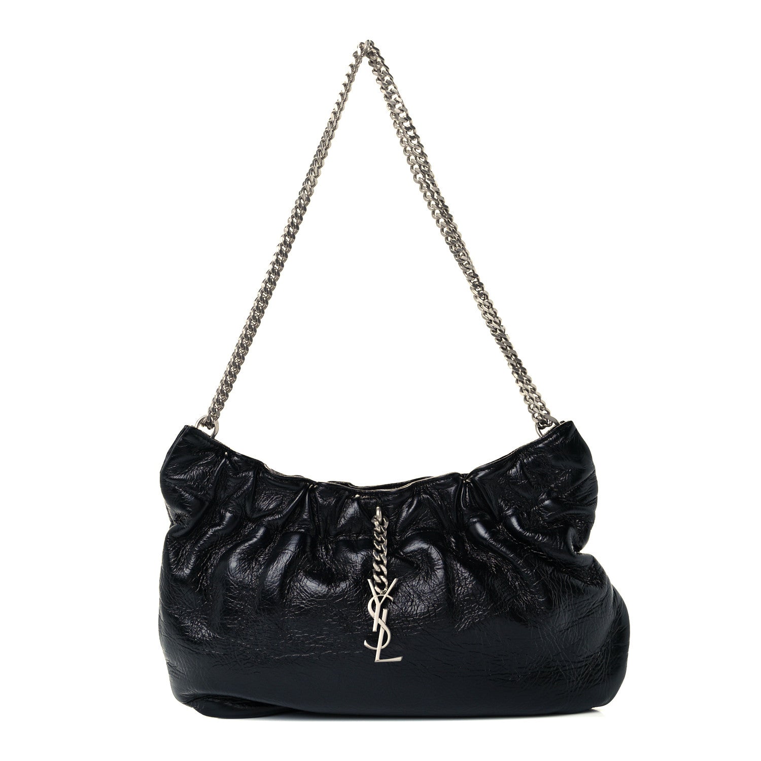 Saint Laurent Calfskin Pac Ruched Hobo Black 1 of 10