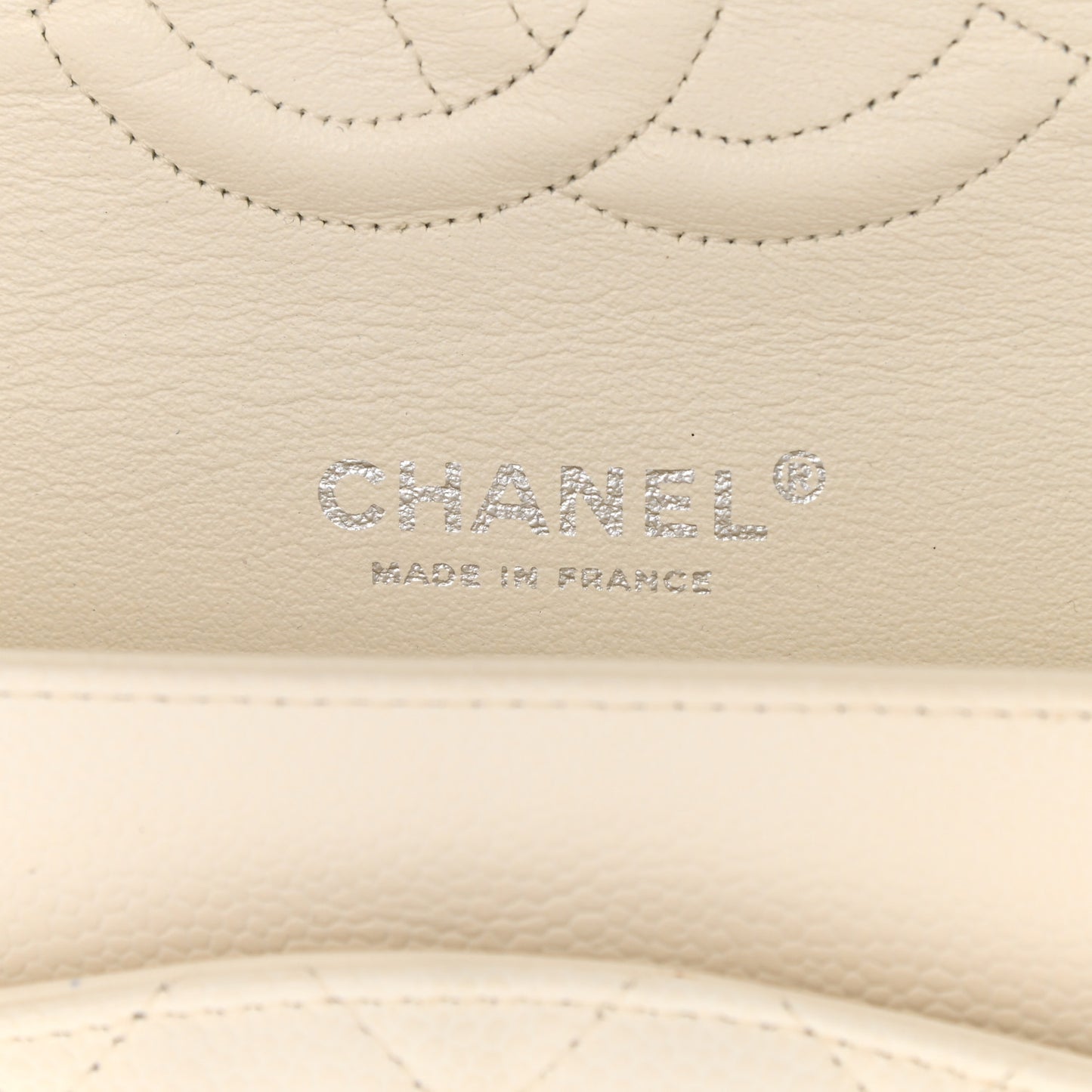 Caviar Quilted Medium Double Flap White