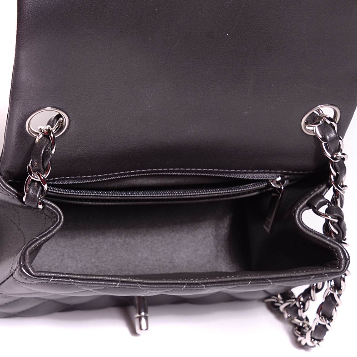 Chanel Lambskin Quilted Mini Square Flap Dark Grey 5 of 8